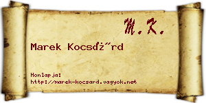 Marek Kocsárd névjegykártya